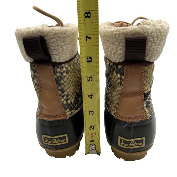 Sam Edelman Womens 7M Duck Boots Leather Upper Faux Fur Snake Pattern Waterproof - Picture 3 of 16